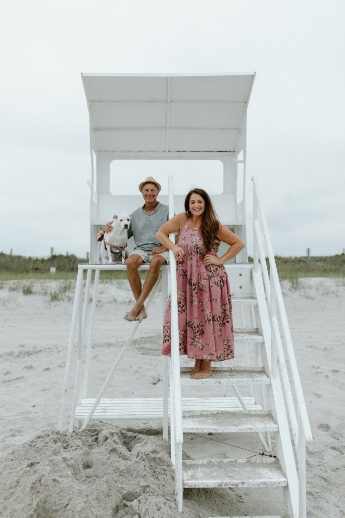 Arner Adventures- Shannon, Gerry, and Betty White on lifeguard stand