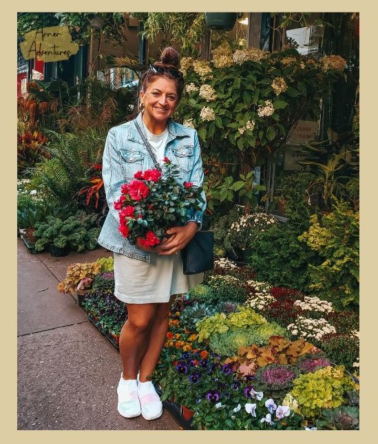 New York City landmarks- woman in the flower district