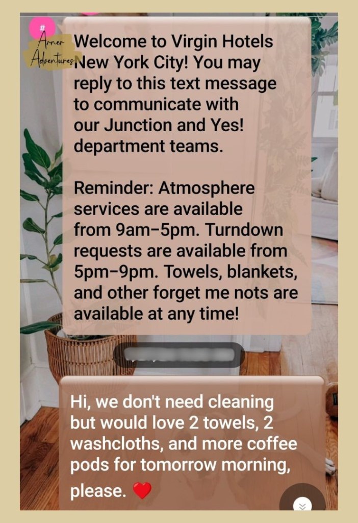 Virgin hotel texting